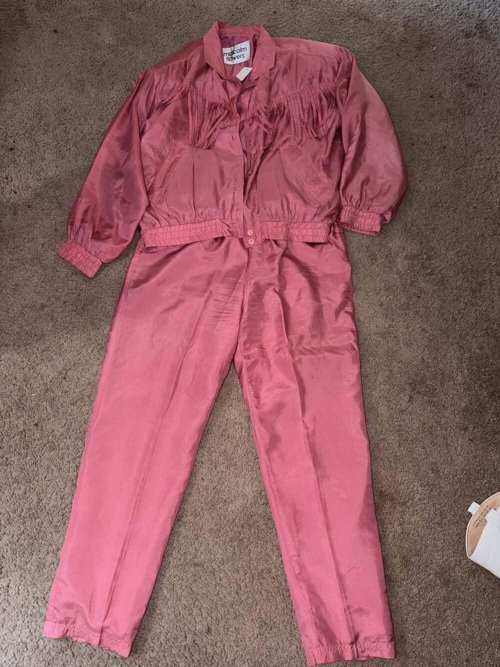 Vintage Malcolm Flowers Women's Silk Fringe Tracksuit Set